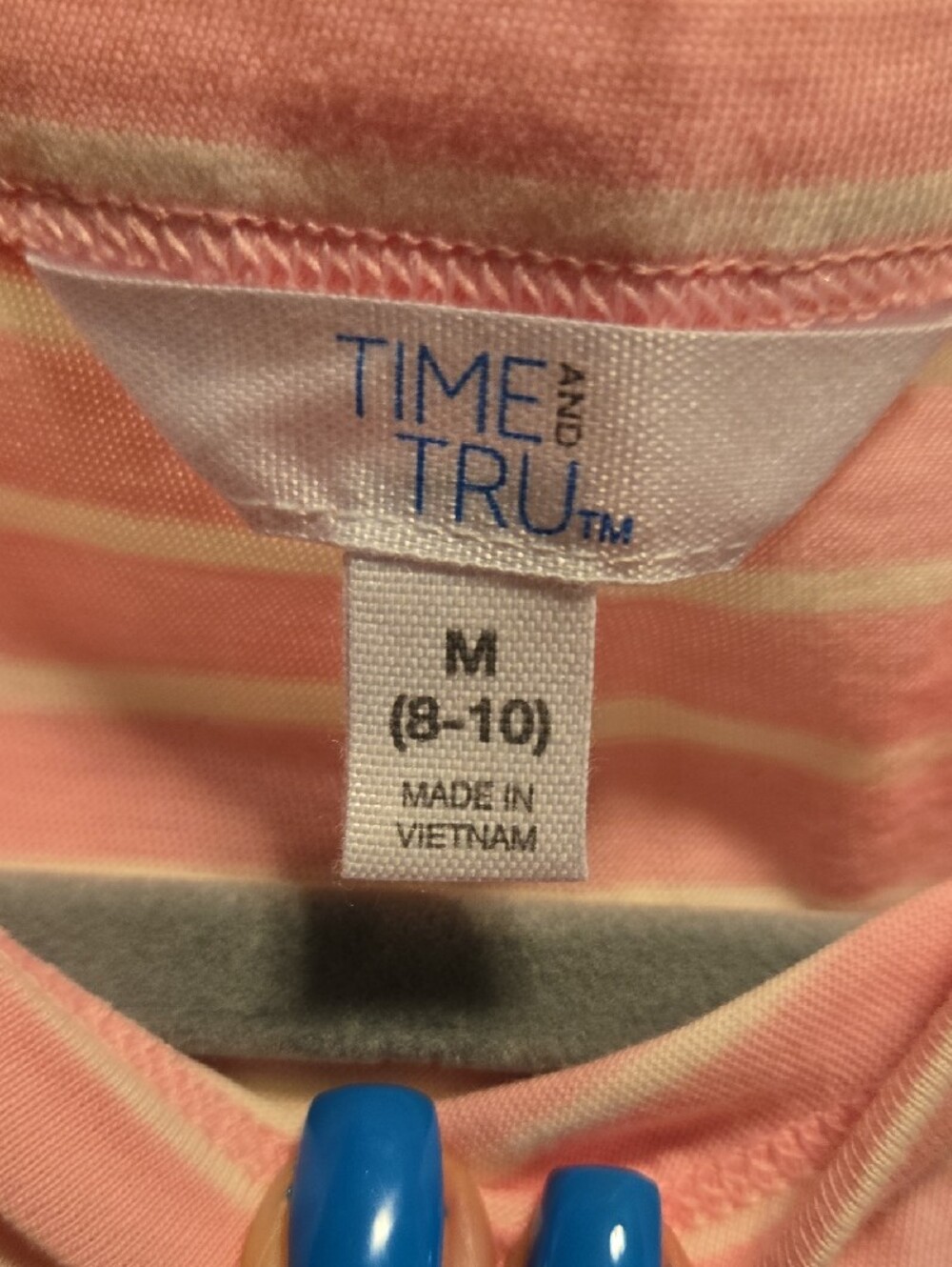 Time and Tru Pink and White Striped Sleeveless Peplum Top - Picture 2 of 6